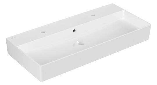 V&B Waschtisch Memento 2.0 100x47cm, 2xHahnloch, mit Überlauf, weiß alpin C-plus