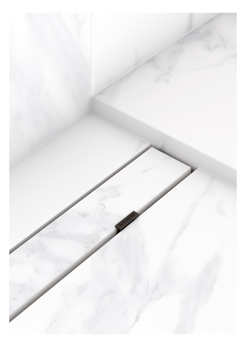 hansgrohe RainDrain Rock Duschrinne 700 mm, Fertigset, kürzbar und befliesbar
