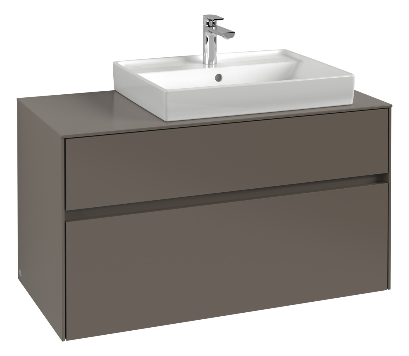 V&B Waschtischunterschrank Collaro 100x54,8x50cm, Waschtisch rechts, LED-Beleuchtung 7,3 W, black matt laquer