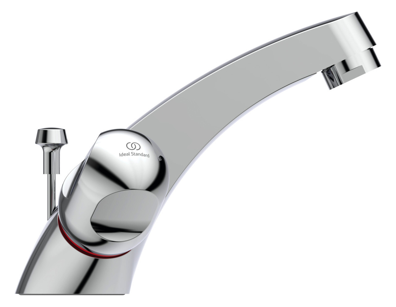 Ideal-Standard Waschtisch-Zweigriff-Armatur Alpha mit Ablaufgarnitur, Ausladung 120mm, verchromt