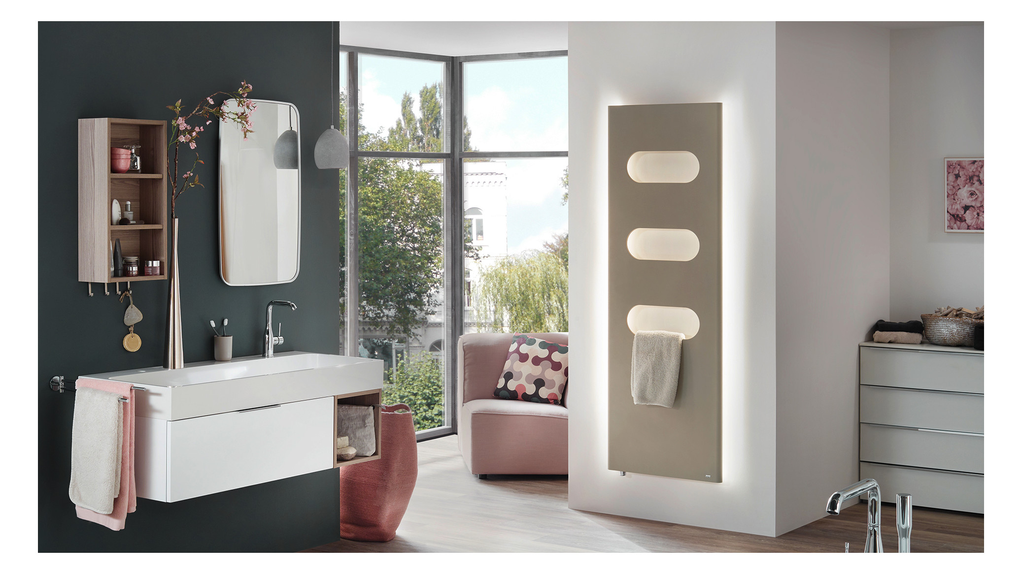 Bemm Planheizwand Plawa SPA Soft 2000 x 500 mm, edelweiß, M-Anschluss, pulverbeschichtet