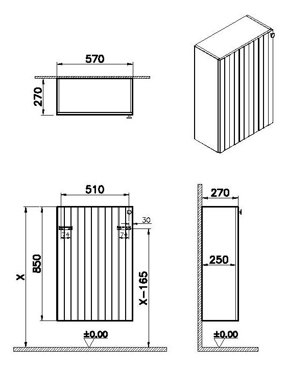 VitrA Bad Halbhochschrank Root Groove Compact 57x27x85cm, 1 Tür, Türanschlag links, Korpus Vintage Grün Matt