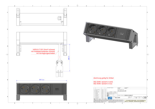 Bachmann DESK2 3xSchuko Strom   902.2048 