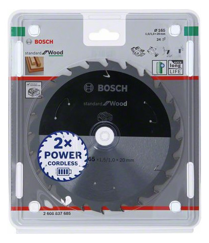 Bild HM-Kreissägeblatt 165x1,5/1x20 24Z WZ Bosch VE à 1 Stück Standard Wood f Akkusäg-1