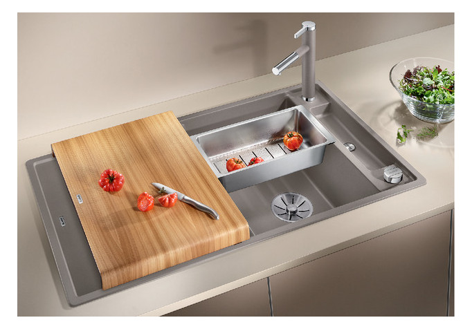 Blanco Spüle AXIA III 5 S SILGRANIT 91,5 x 51 cm, felsgrau, reversibel, mit Holzschneidbrett