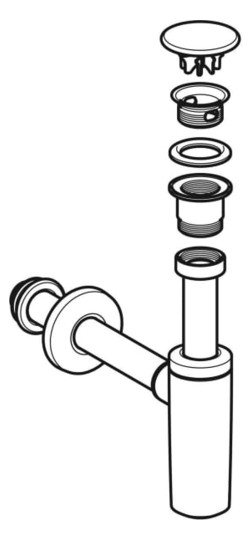 Geberit Waschbeckenablauf mit Siphon, Ventilabdeckung und Manschette, weiß/hochglanz-verchromt