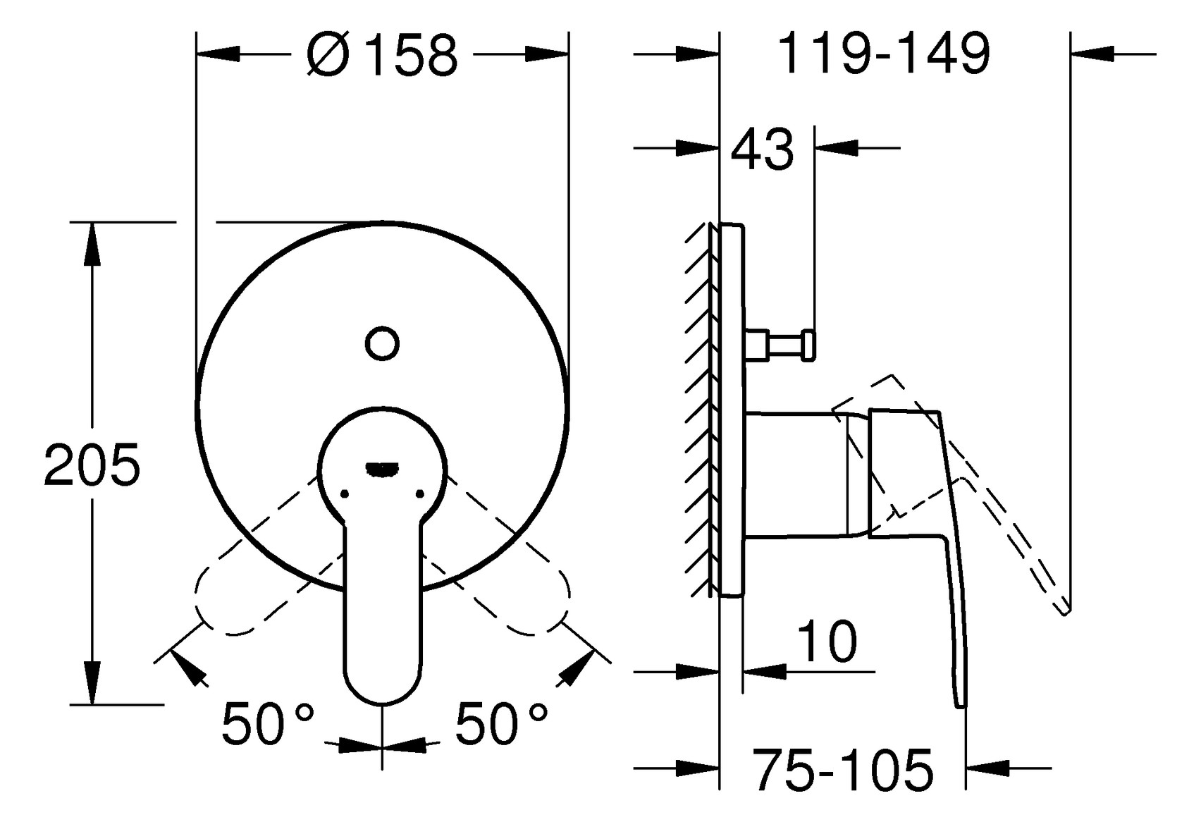 GROHE Fertigmontageset Eurostyle Cosmopolitan UP-Wannen-Einhebelmischer, chrom