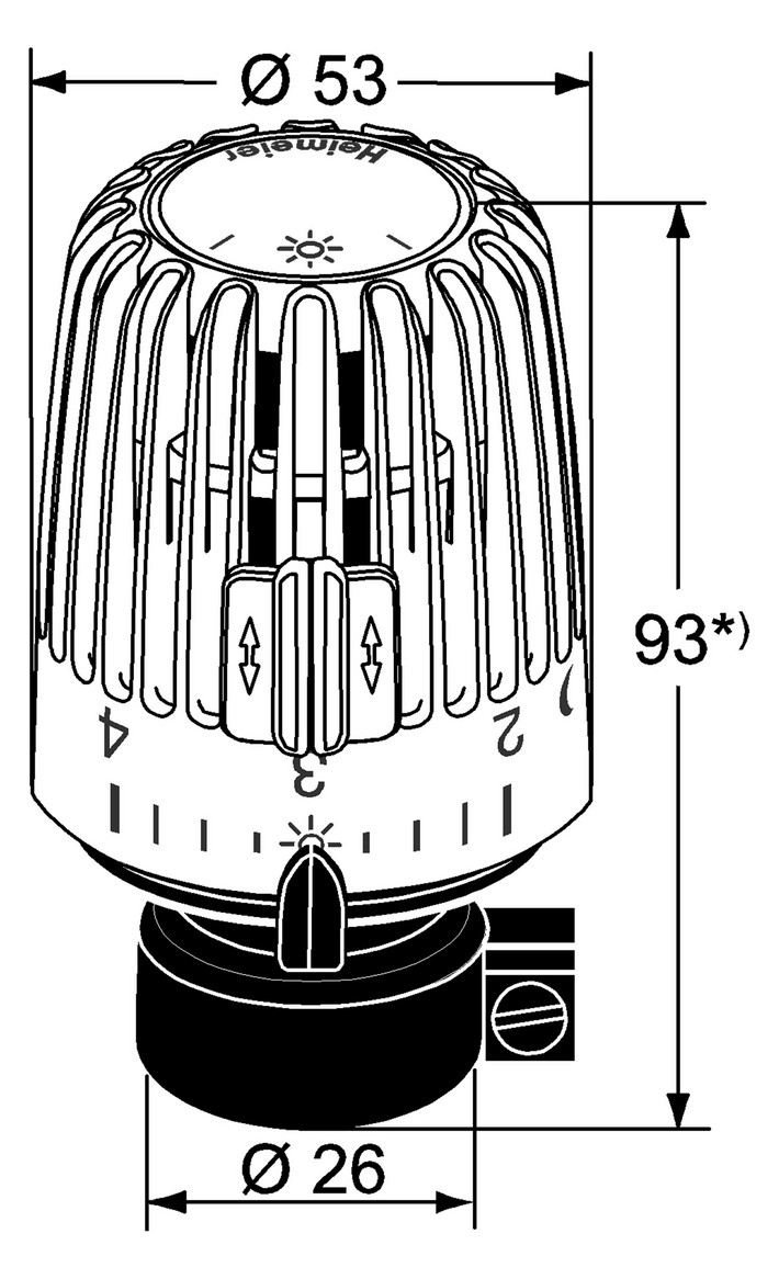 Heimeier Thermostat-Kopf K mit Direktanschluss, für Danfoss RAVL, weiß