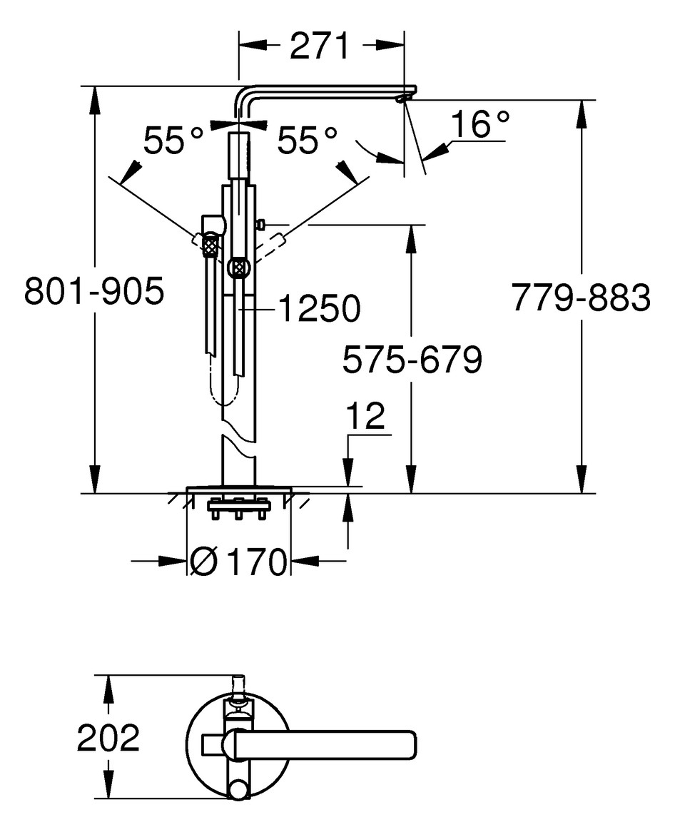 GROHE Fertigmontageset Lineare UP-Wannen-Einhebelmischer 1/2", Bodenmontage, chrom GROHE Fertigmontageset Lineare UP-Wannen-Einhebelmischer 1/2", Bodenmontage, chrom