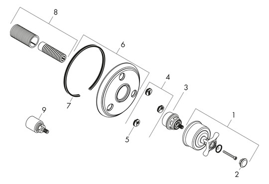 hansgrohe Fertigmontageset Axor Montreux UP-Ab- und Umstellventil, mit Kreuzgriff, chrom