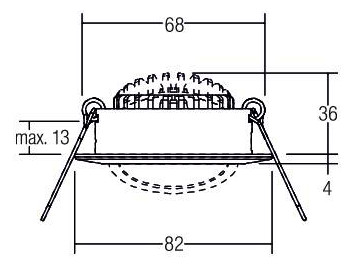 LED-Einbaustrahler 6W 3000K 630lm Konv chr glz 1LED Alu IP20 mediumstrahlend