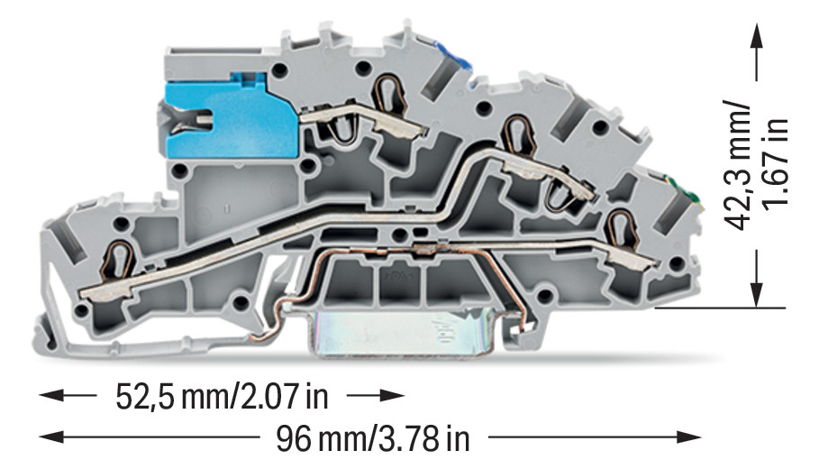 Installationsklemme 32A Serie 2003 3pot 0,25-4qmm gr Mit N-Trennschlitten