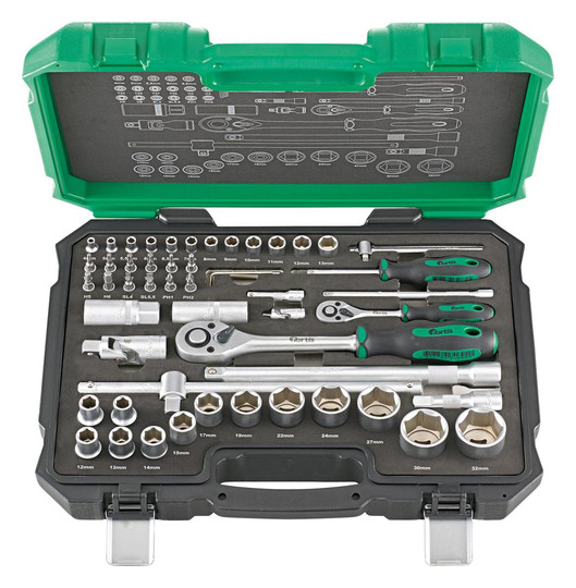 fortis-Steckschlüssel-Garnitur 1/4+1/2 - 55-teilig