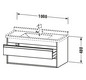 Duravit Waschtisch-Unterschrank Ketho 100 x 45,5 cm, Eiche terra, 2 Schubkästen, wandhängend