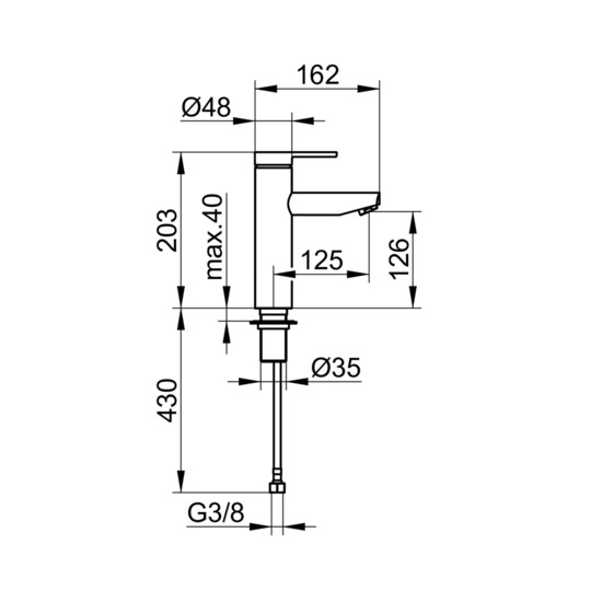 KEUCO Waschtisch-Einhebelmischer 130 Plan blue Ausladung 125mm, ohne Ablaufgarnitur, verchromt