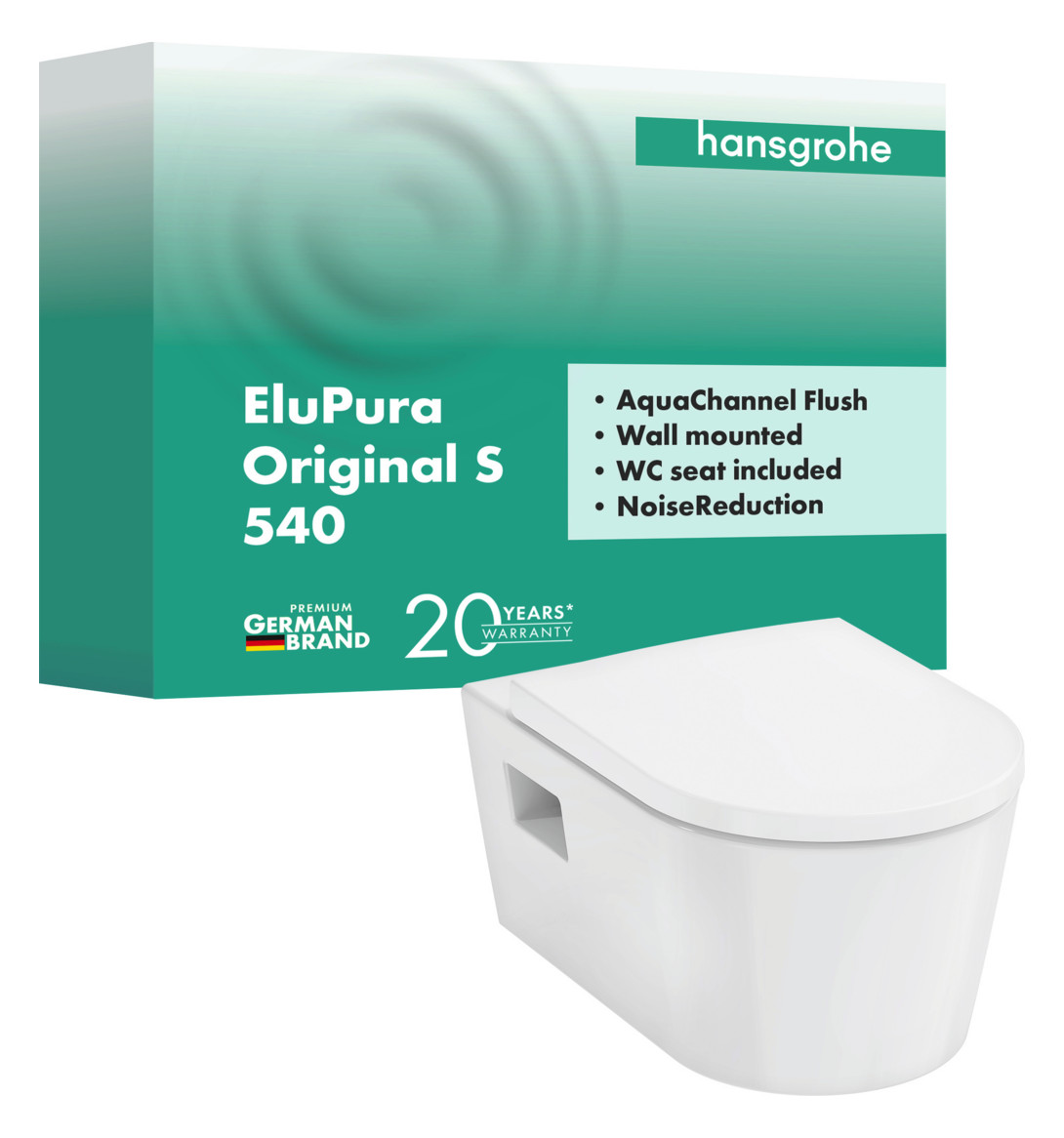 hansgrohe Wand-WC EluPura Original S mit WC-Sitz, weiß, ohne HygieneEffect und SmartClean