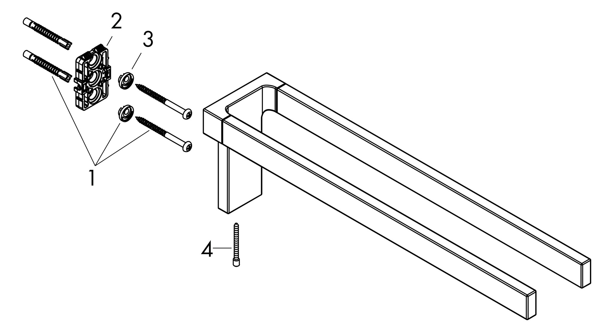hansgrohe Handtuchhalter Axor Universal Rectangular 380mm, zweiarmig, feststehend, chrom