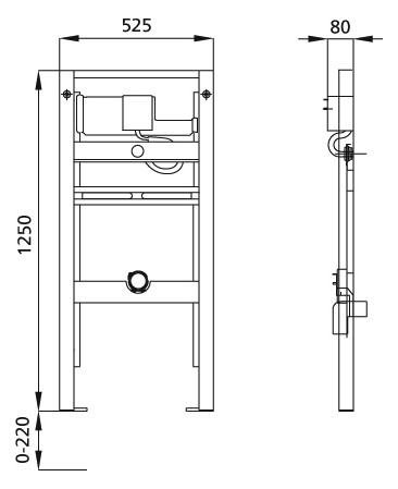 Burda Urinal-Element BS+ BH 112 cm, Burda Druckspüler U-05/06