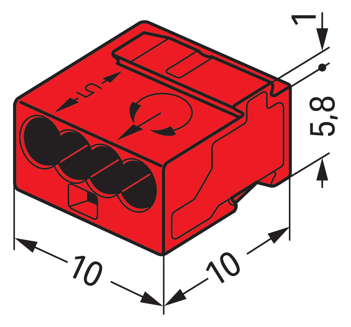 Steckklemme 4f 100V 6A Serie 243 0,6-0,8qmm rt f.Massivleiter
