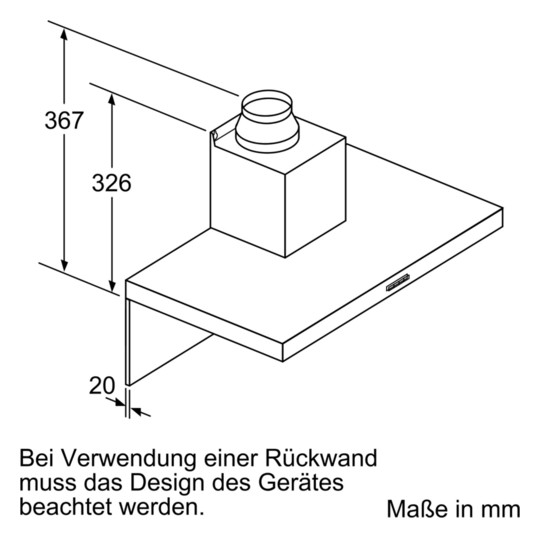 Wandesse 600mm edst B 60dB 360cbm/h LED Ø120-150mm 4st Abl/Uml T500mm