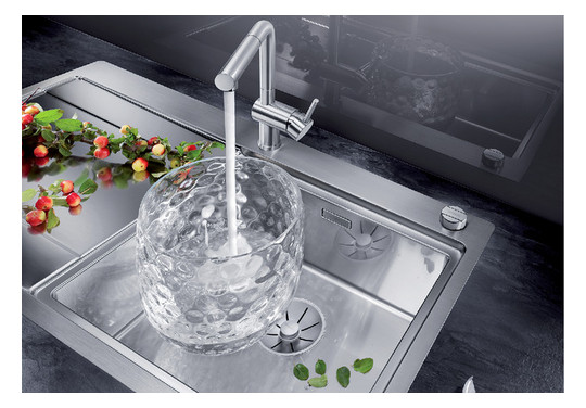 Blanco Spüle DIVON II 5 S-IF 100 x 51 cm, Edelstahl Seidenglanz, Becken links, mit Ablauffernbedienung