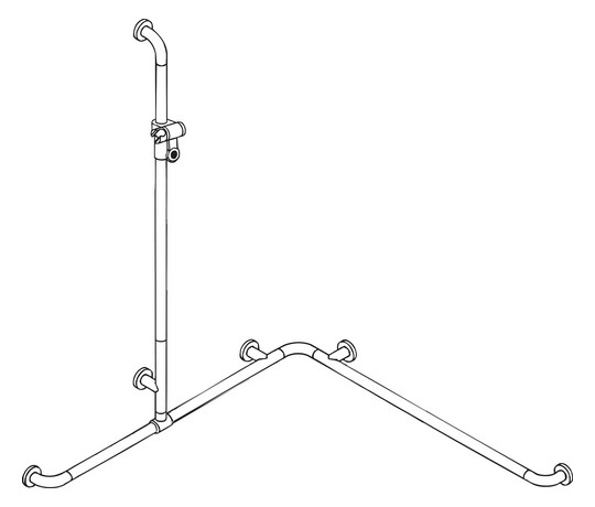 HEWI Duschhandlauf 801 962/962 x 1250 mm, anthrazitgrau, mit Brausehalterstange