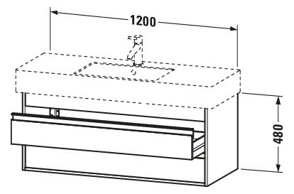 Duravit Waschtisch-Unterschrank Ketho 120 x 45,5 cm, Eiche schwarz, 2 Schubkästen, wandhängend