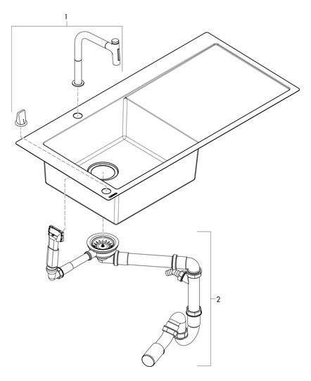 hansgrohe Spülencombi 450 Select C71-F450-12 1025x490mm, 1 Hauptbecken links, Abtropffläche rechts, edelstahl-optik
