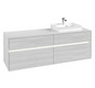 V&B Waschtischunterschrank Collaro 160x54,8x50cm, Waschtisch rechts, LED-Beleuchtung 12W, white wood