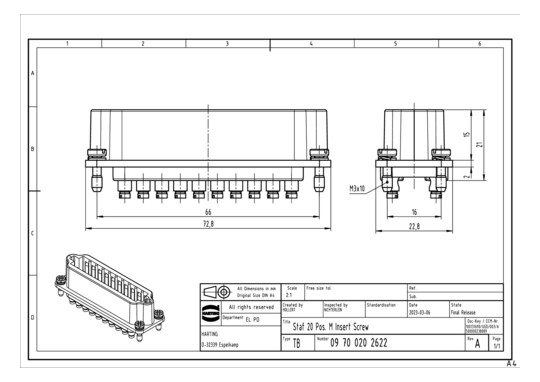 HART Stifteinsatz 20polig    09700202622 