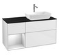 V&B Waschtisch-Unterschrank Finion 120cm, Abdeckplatte black matt, Regal White matt lacquer, Glossy white lacquer