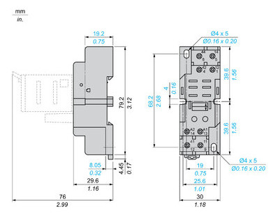 Relaissockel Schraub TS35 6Pins 30x84x76mm Hutschiene TH35