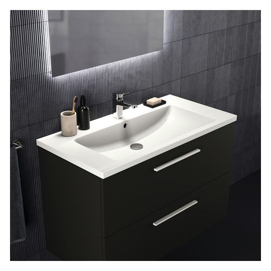 Ideal-Standard Möbelwaschtisch-Unterschrank i.life B 2 Auszüge, 100 x 50,5 x 63 cm, carbongrau matt