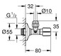GROHE Eckventil 1/2", Abgang 3/8", selbstdichtendes Anschlussgewinde, satin steel