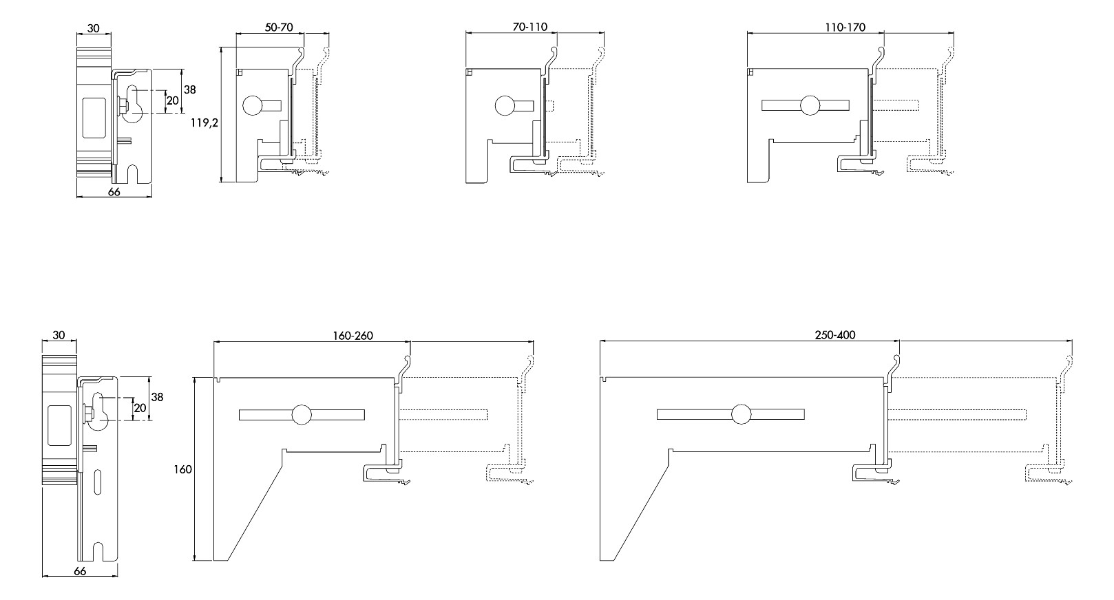 Wandkonsole GEB-K B80-140mm Abst=50-70mm einhäng