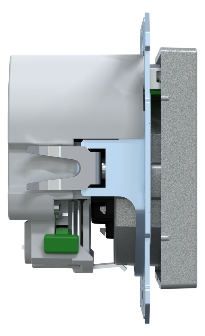 Steckdose 1f alu mt 2USB-A UP m.BS USB IP20 Mit erhöhtem Berührungsschutz