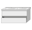 SA Waschtischunterbau mit Auszügen Solo One (PS033) 551x1210x450 Weiß-Glanz