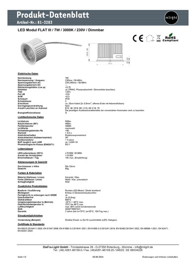 MLIG LED Modul FLAT III, 7W DIM  81-3284 