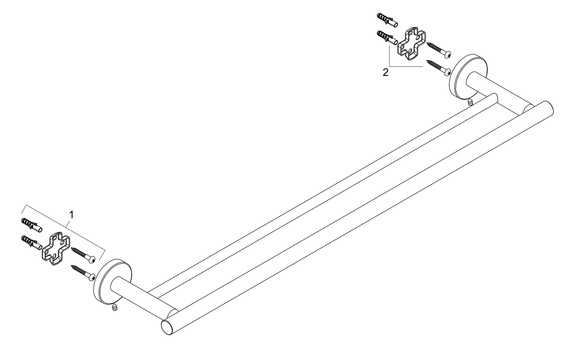hansgrohe Badetuchhalter Logis Universal Länge 644mm, doppelt, Wandmontage, Messing, Metall, chrom