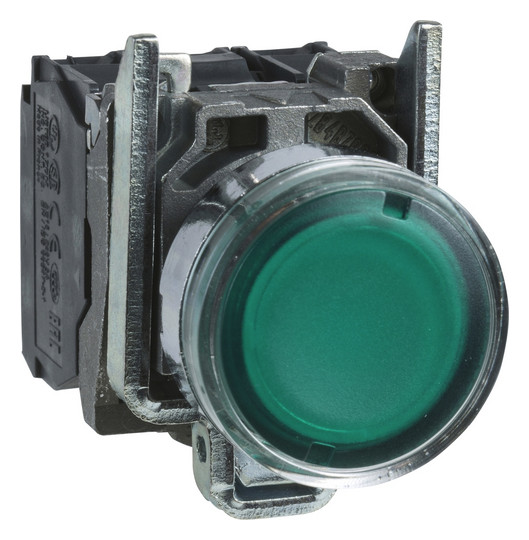 Drucktaster 1f gn rnd Ø22,5mm 1S 1Ö IP66 fl Geeignet für Beleuchtung Tastend