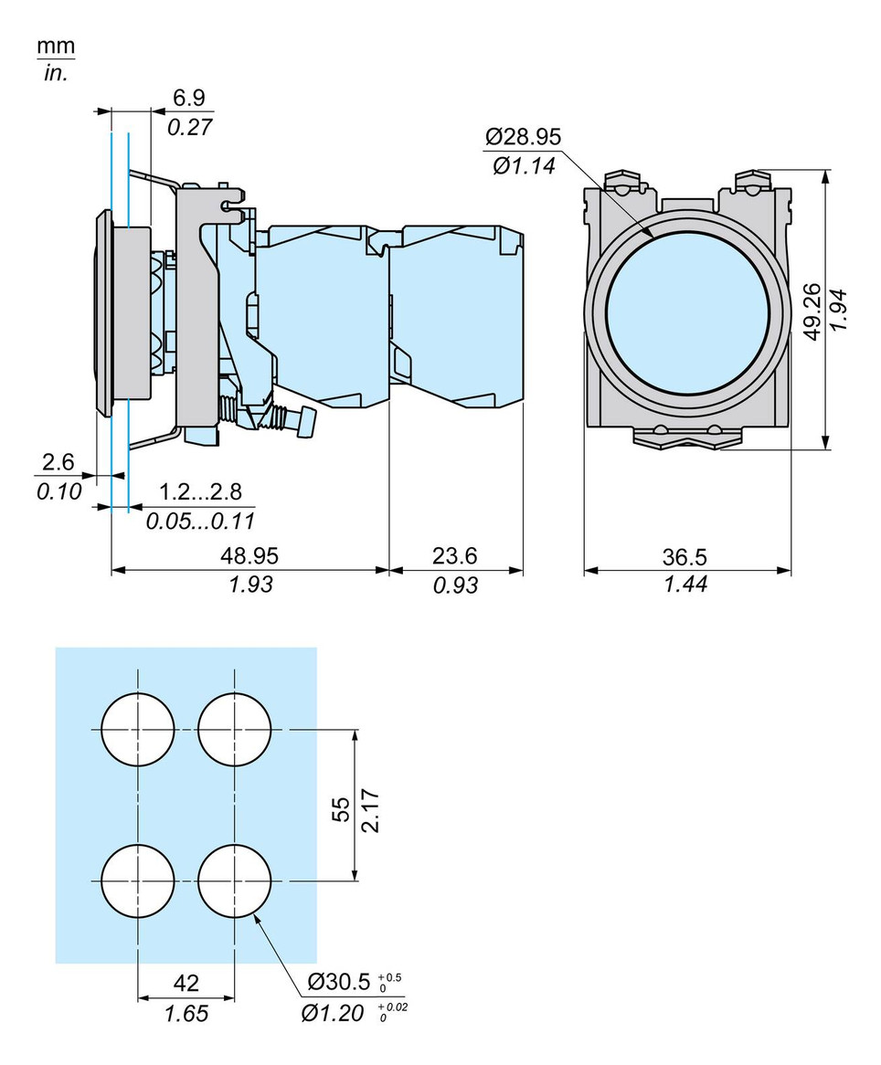 Befehlsgeräteadapter 2ger Ø22mm