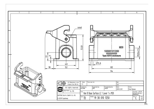 HART Sockelgehäuse M20       19300101250 