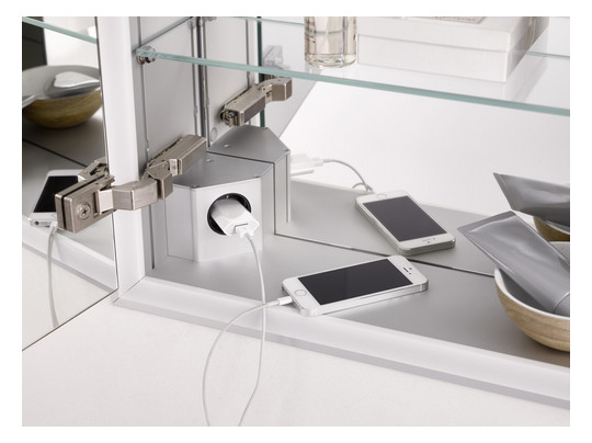 EMCO Aufputz-Lichtspiegelschrank prime 1200x700mm, mit Lichtpaket, 2-türig, aluminium/spiegel
