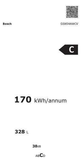Gefrierschrank 328l C 170kwh 38dB ws NoFrost 5Korb B700xH1760mm Warnsignal: