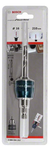 Lochsägen-Aufnahmeschaft Sechskant 6,35mm 16-210mm Mit Zentrierbohrer