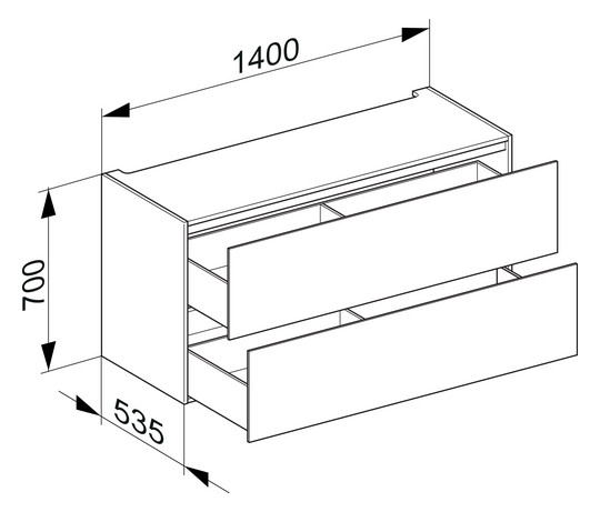 KEUCO Unterbauschrank Edition 11 Planning 140x70x53,5cm, 2 Frontauszüge, Innenbeleuchtung, Furnier Eiche Hell