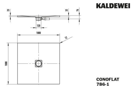 Kaldewei Duschfläche CONOFLAT 786-1 100x100cm, Perl-Effekt, alpinweiß matt