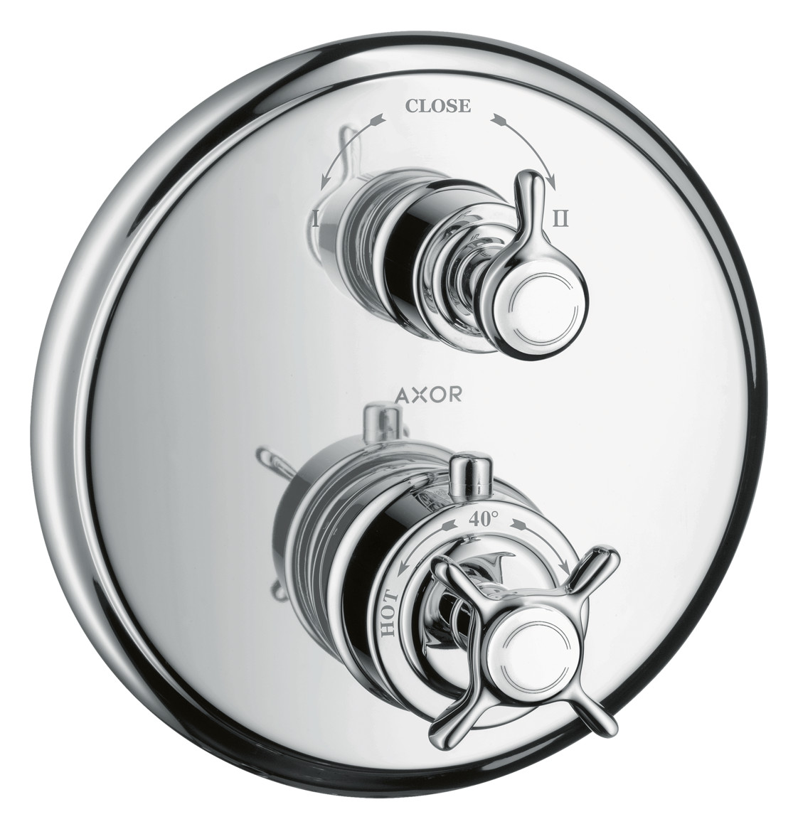 hansgrohe Fertigmontageset Axor Montreux UP-Thermostat, mit Ab- und Umstellventil, Kreuzgriff, chrom