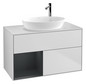 V&B Waschtisch-Unterschrank Finion 100cm, Abdeckplatte white matt, Regal Midnight matt lacquer, White matt lacquer