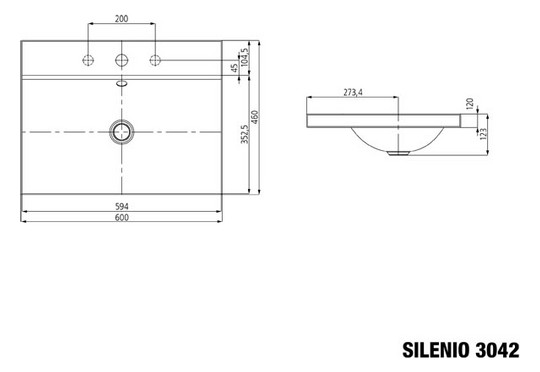 Kaldewei Aufsatz-Waschtisch SILENIO 3042, 60 x 46 x 12 cm, alpinweiss matt Perl-Effekt, ohne Überlauf, 3 Hahnlöcher